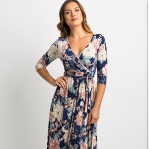 Pink blush navy floral dress